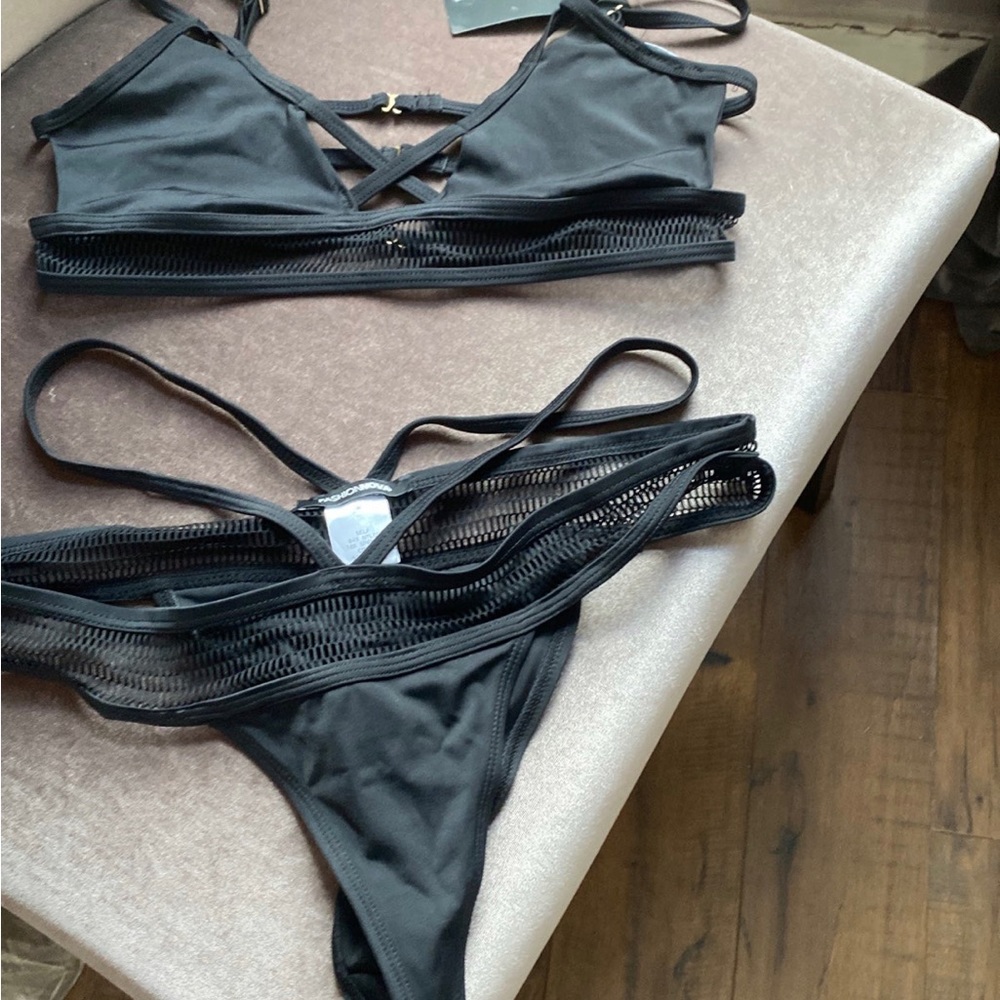 NWT sexy black mesh bikini